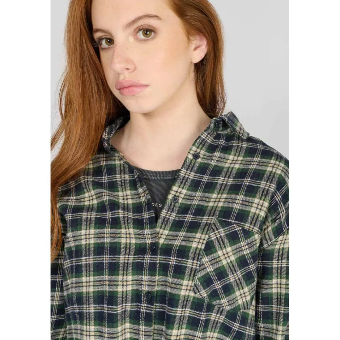 Chemise fille SHANGI vert Sofia en coton