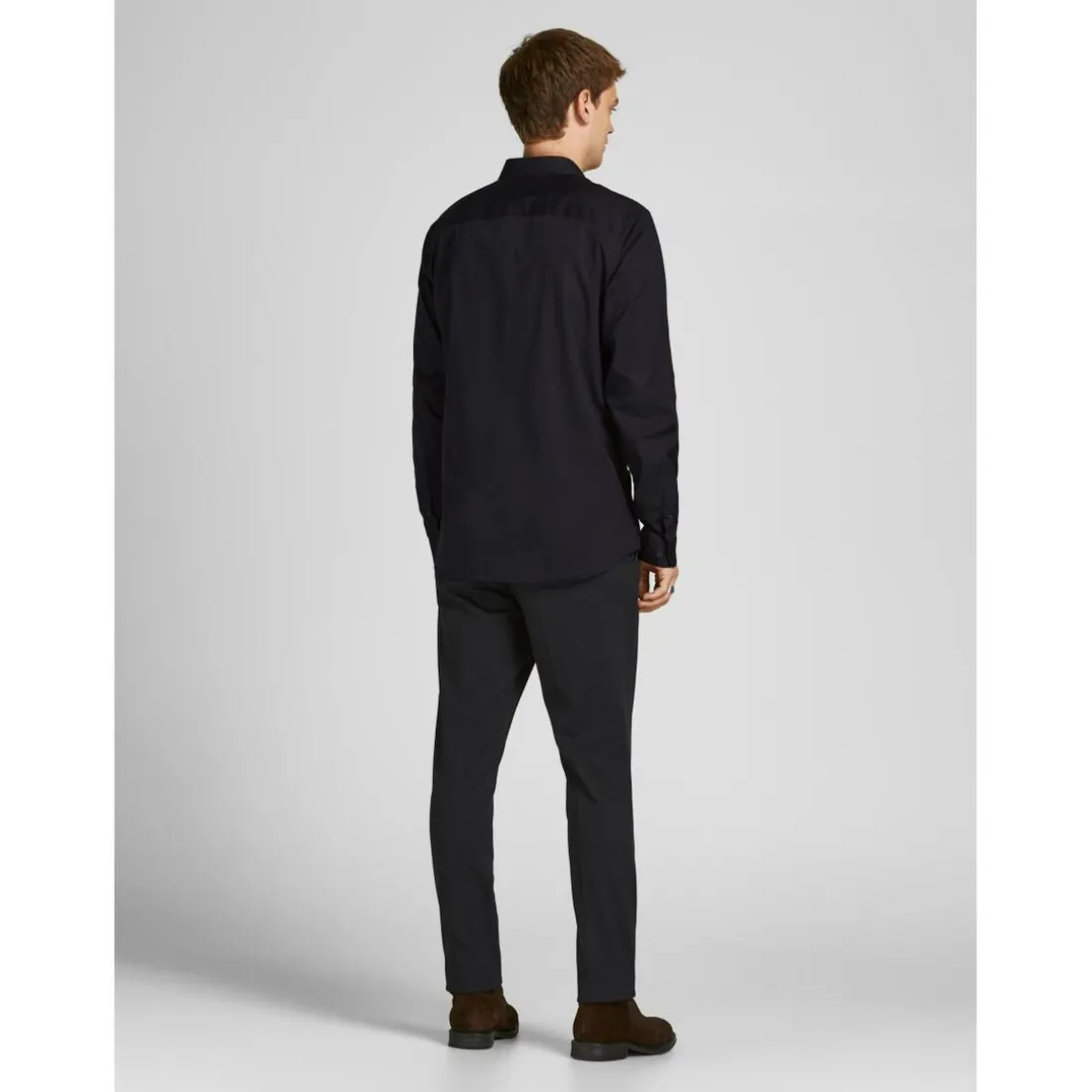 Chemise habillée Slim Fit Col chemise Manches longues Noir en coton