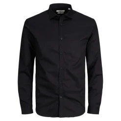 Chemise habillée Slim Fit Col chemise Manches longues Noir en coton