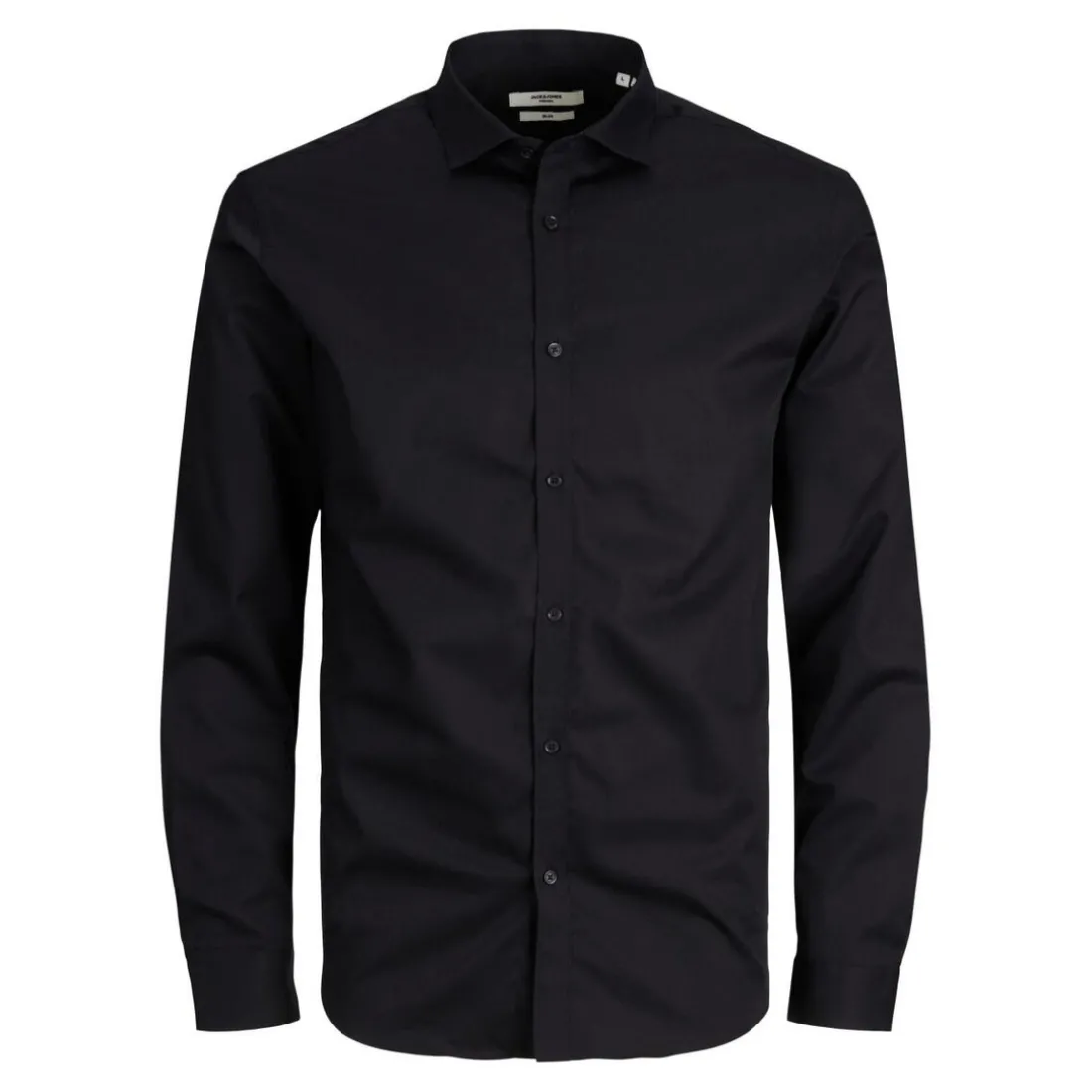 Chemise habillée Slim Fit Col chemise Manches longues Noir en coton