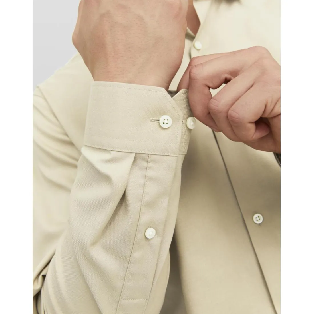 Chemise homme beige en coton Tito