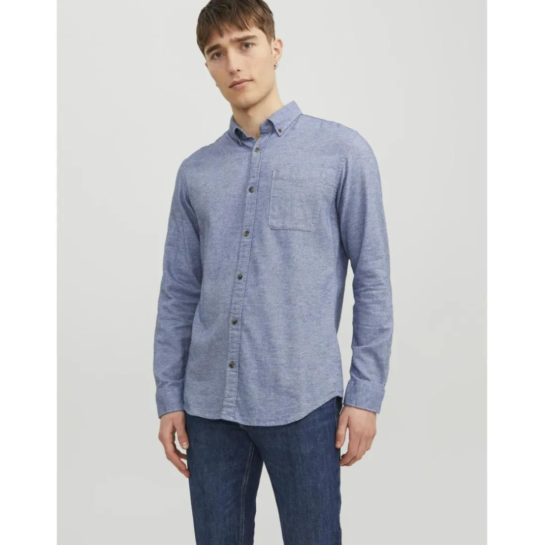 Chemise homme gris en coton Axel
