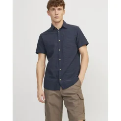 Chemise homme marine en coton