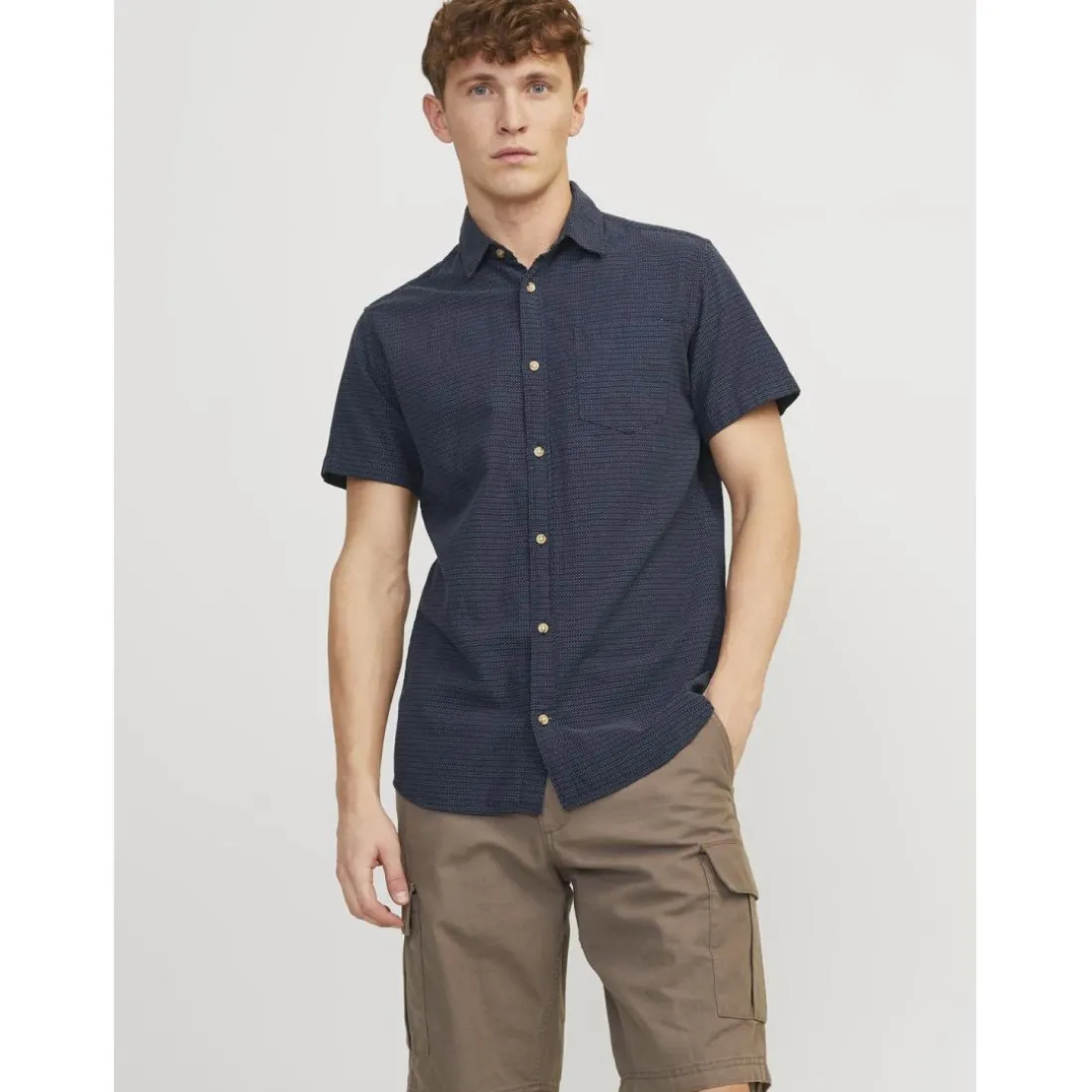 Chemise homme marine en coton
