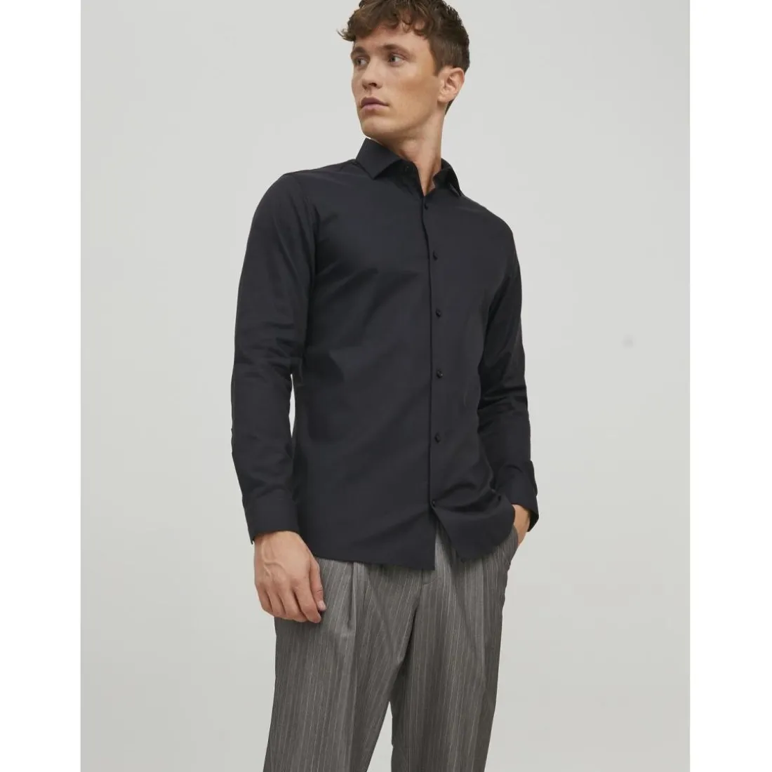 Chemise homme noir en coton Ivan