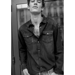 Chemise Juanito en jeans noir délavé