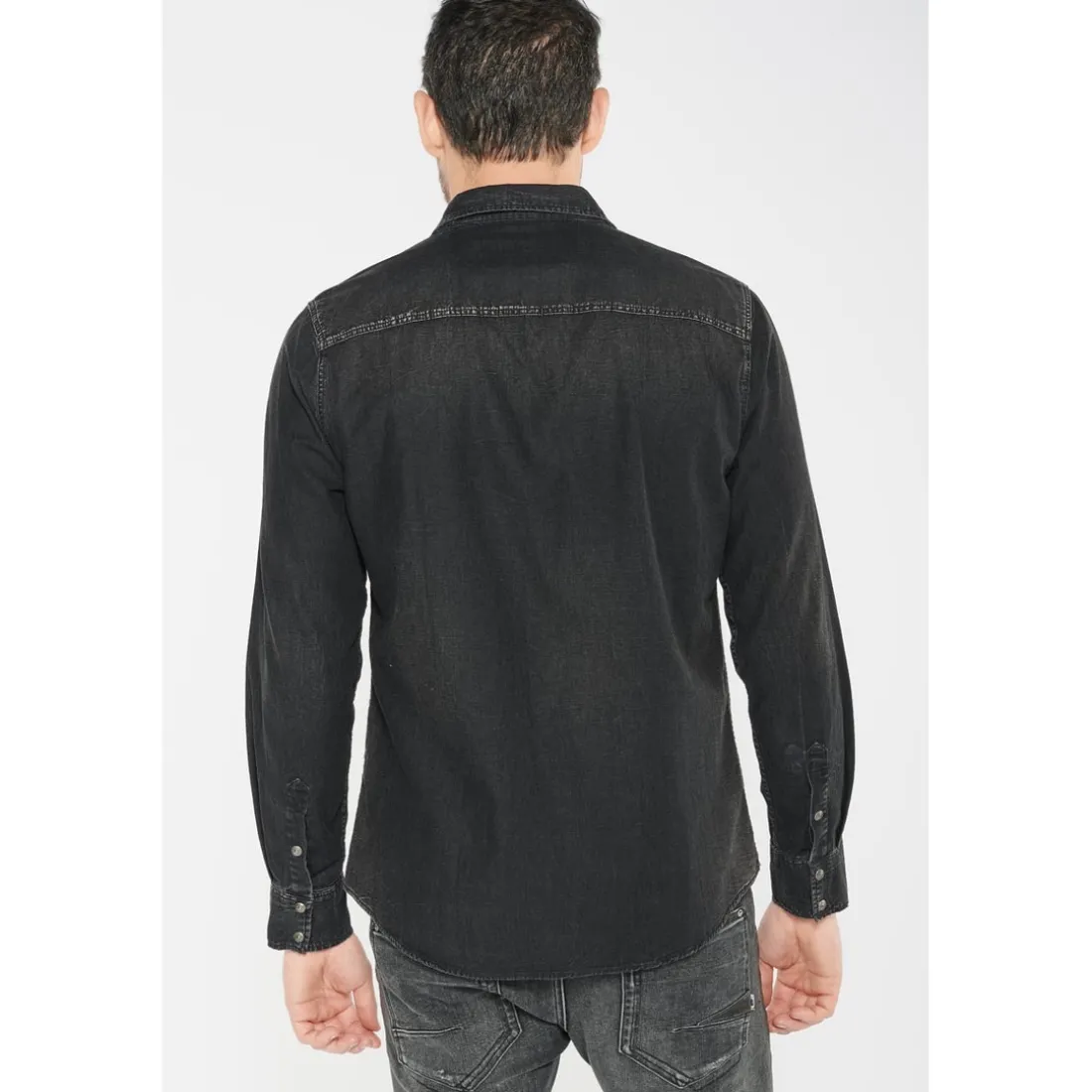 Chemise Juanito en jeans noir délavé