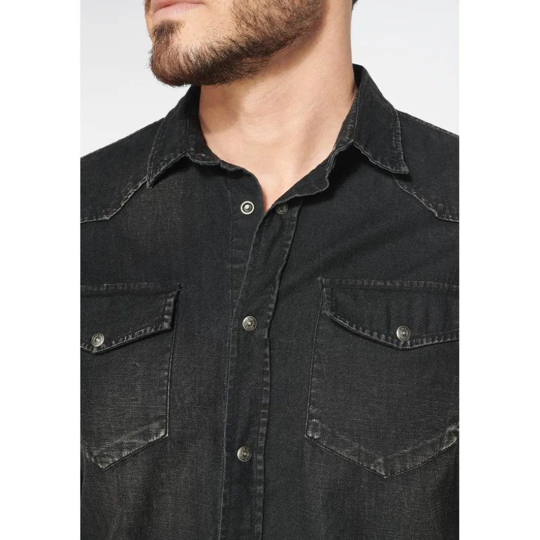Chemise Juanito en jeans noir délavé
