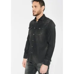 Chemise Juanito en jeans noir délavé