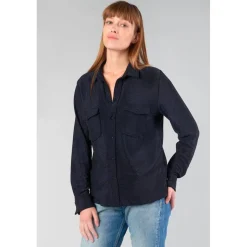 Chemise Kelya bleu nuit irisé en nylon
