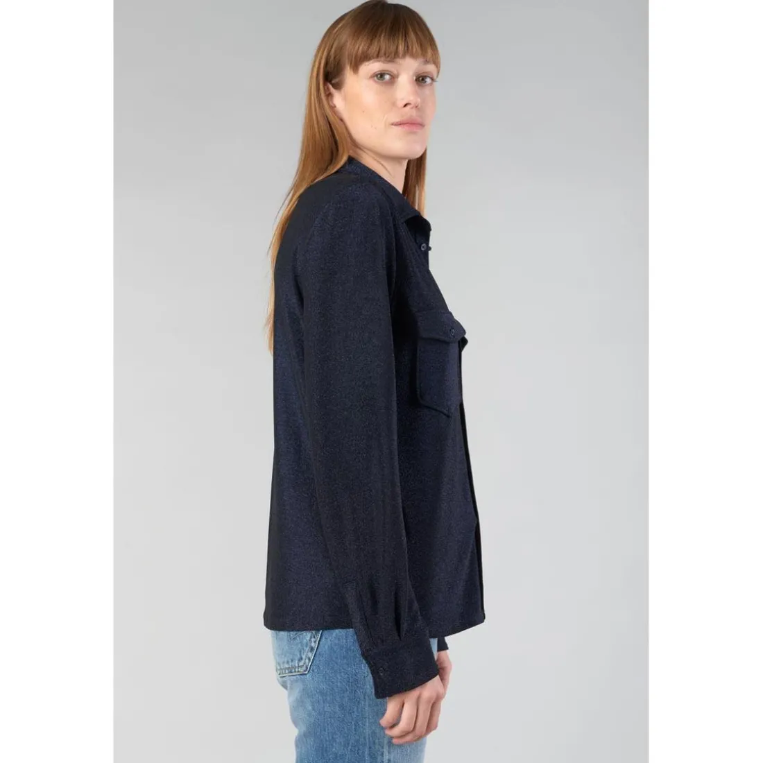 Chemise Kelya bleu nuit irisé en nylon