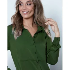 Chemise longue avec poches latérales - Kaki