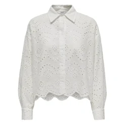 Chemise loose fit col chemise épaules tombantes manches longues blanc en coton Rose