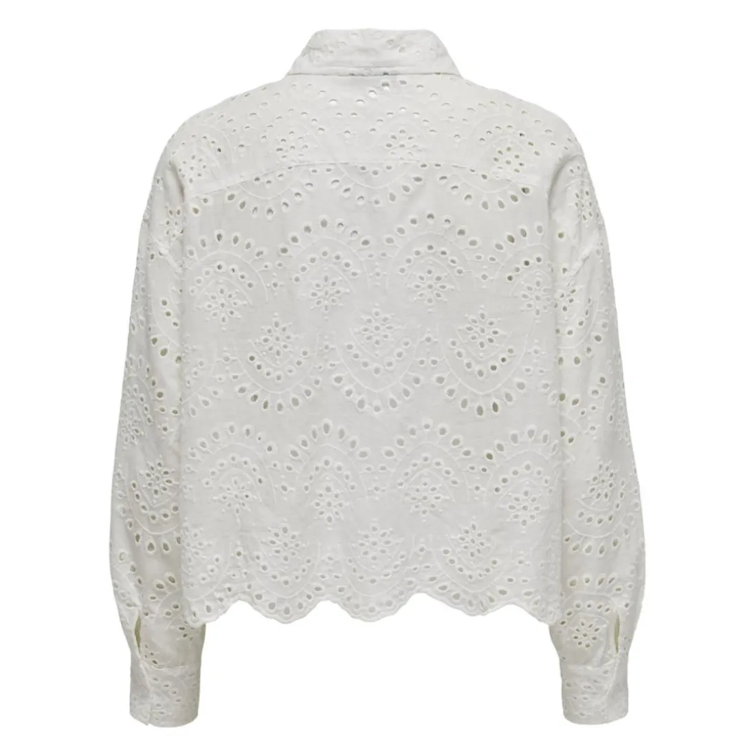 Chemise loose fit col chemise épaules tombantes manches longues blanc en coton Rose