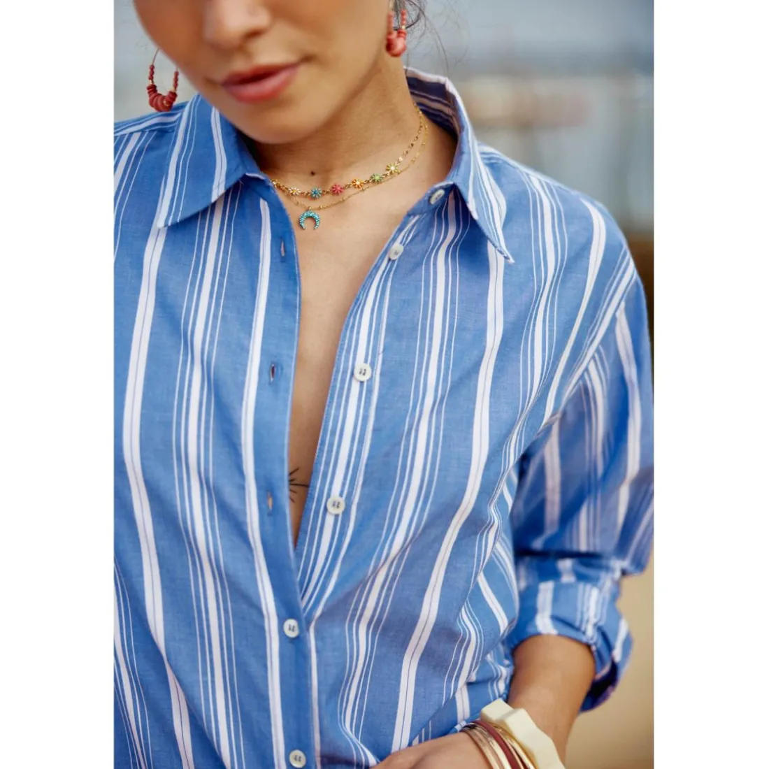 Chemise MAEVE - Rayure Bleu en coton