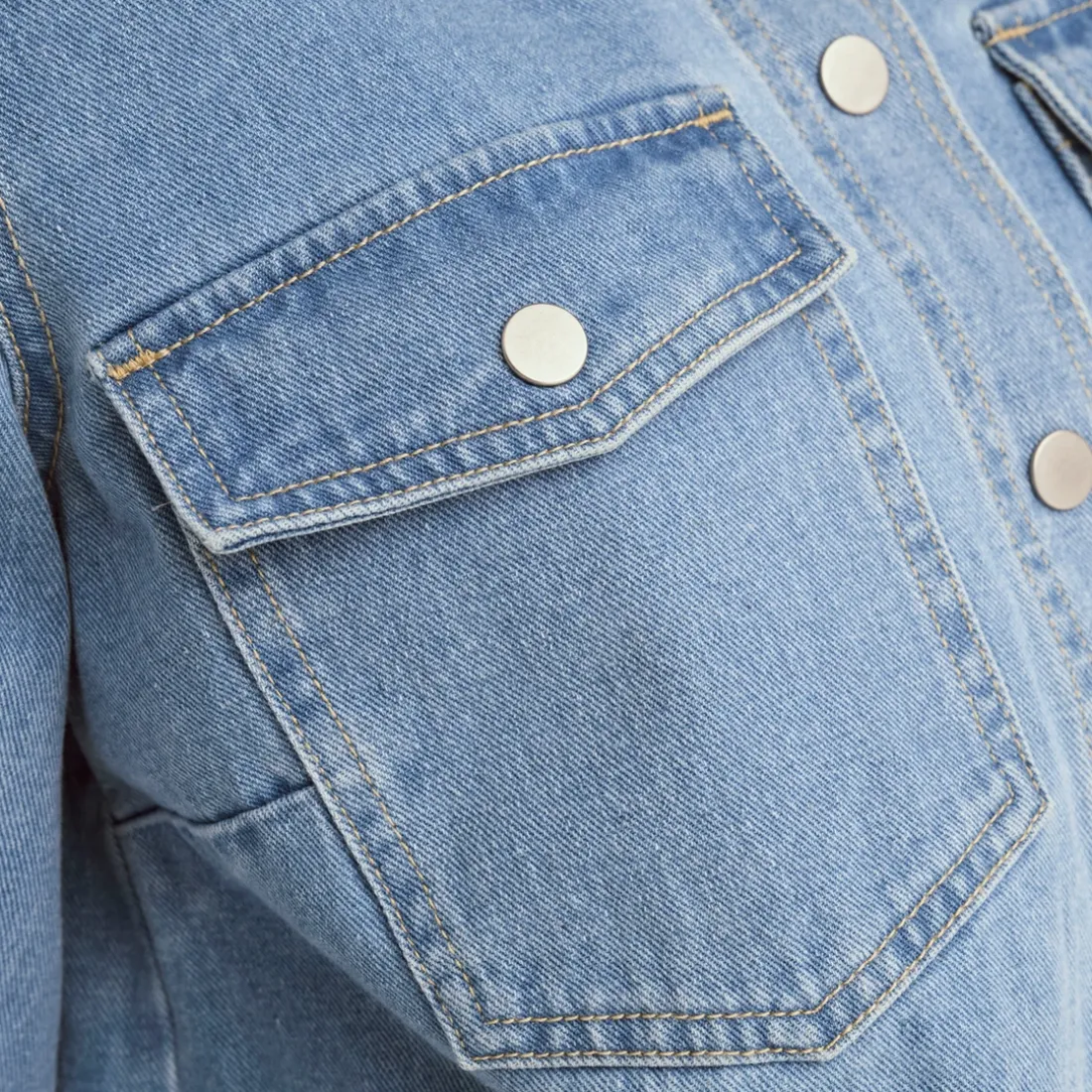 Chemise manche courte en Jean ONLBELLE - Bleu Clair Kaye
