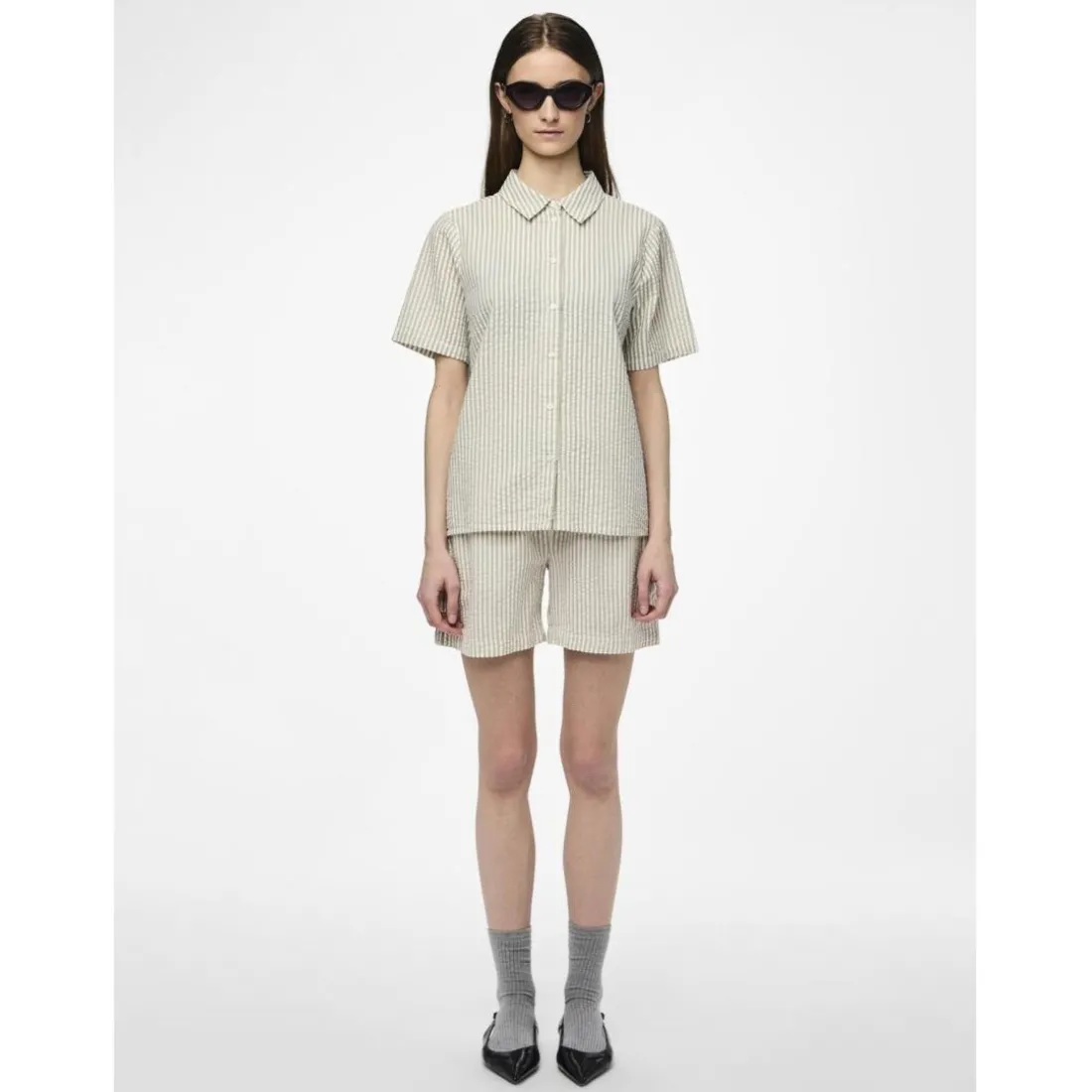 Chemise manches courtes Sally vert en coton Bella