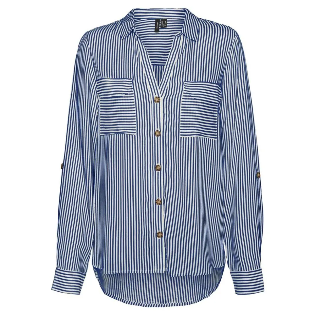 Chemise manches longues à rayures bleu en viscose Isa