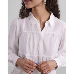 Chemise manches longues blanc en viscose Ana