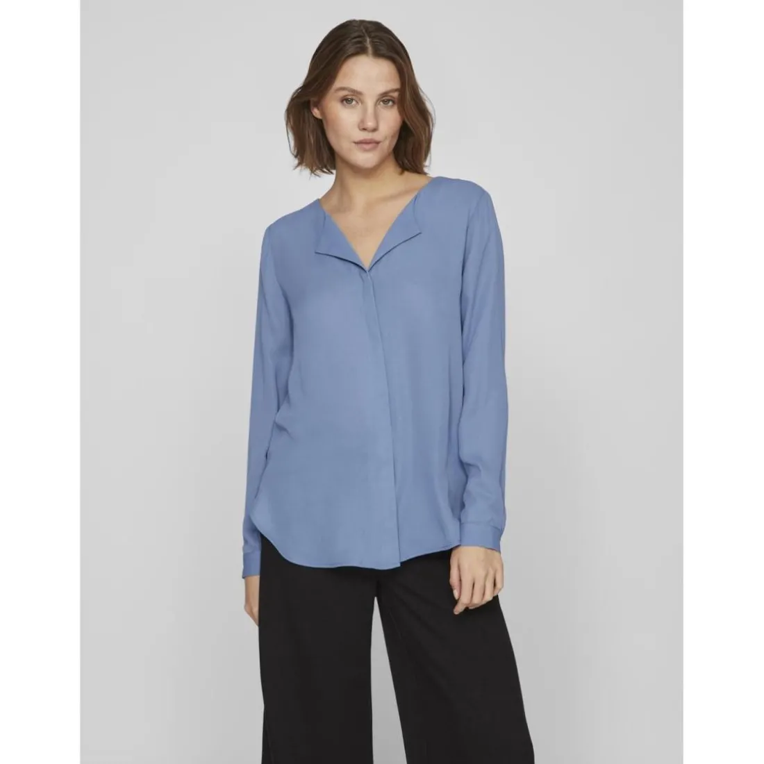 Chemise manches longues bleu Ana