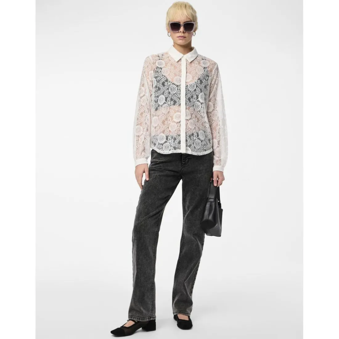 Chemise manches longues en dentelle Colline blanc Vivi