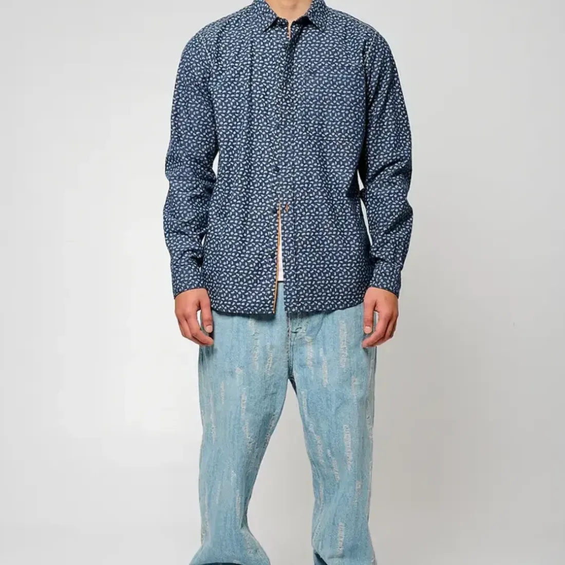 Chemise Manches Longues en coton BALEY bleu marine