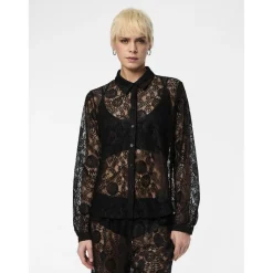 Chemise manches longues en dentelle Colline noir Clio