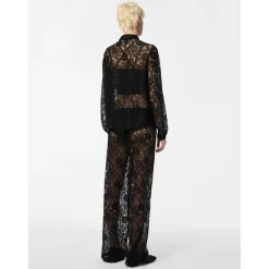 Chemise manches longues en dentelle Colline noir Clio