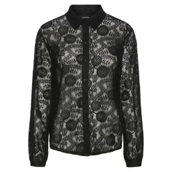Chemise manches longues en dentelle Colline noir Clio