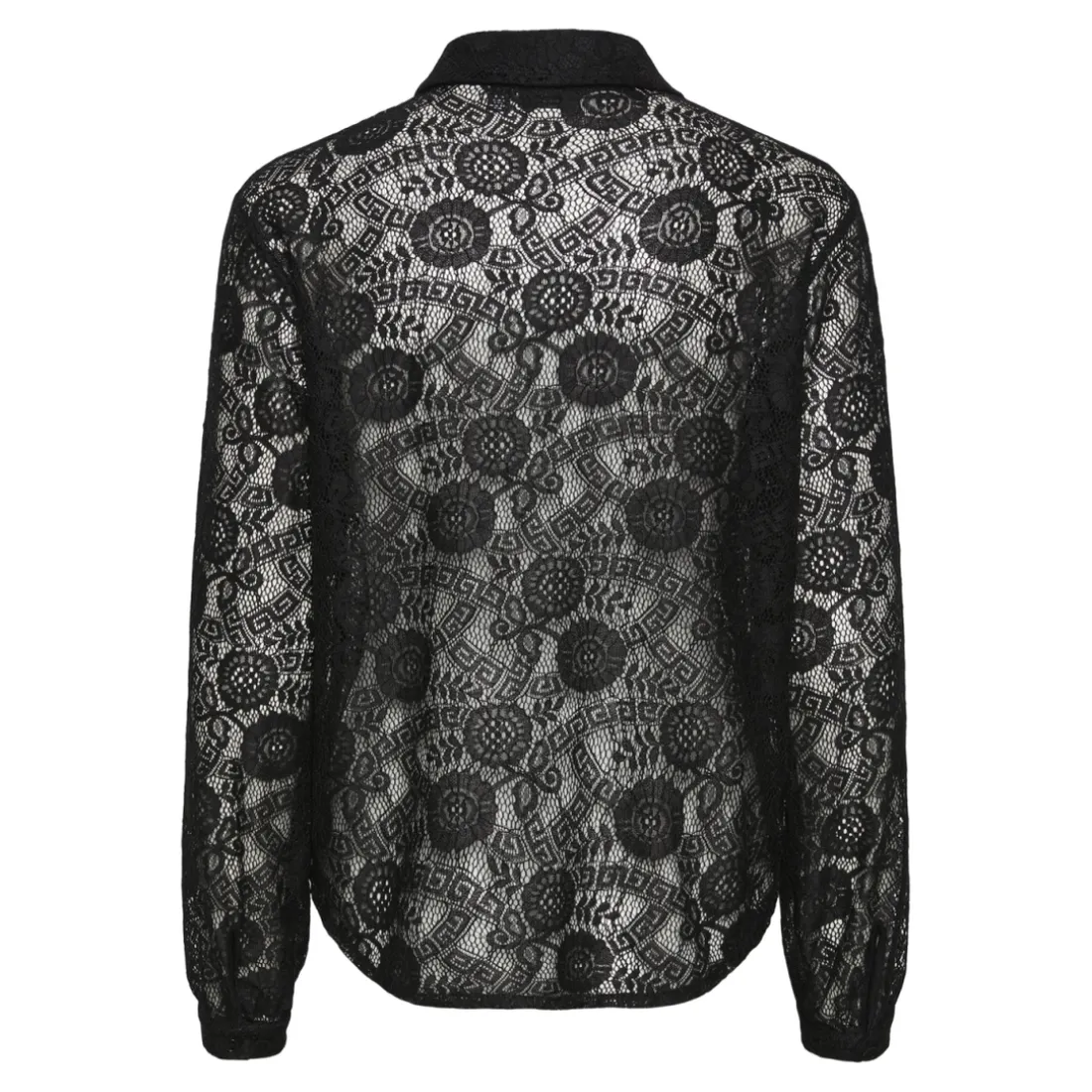 Chemise manches longues en dentelle Colline noir Clio