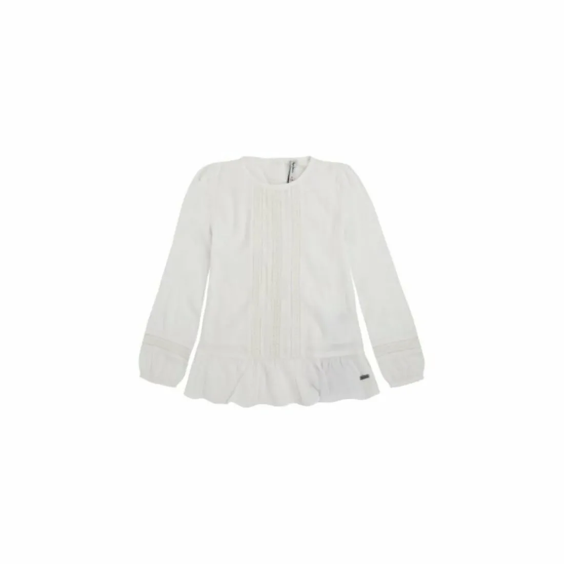 Chemise manches longues galon de dentelle fille Brianda Pepe Jeans - Blanc en viscose