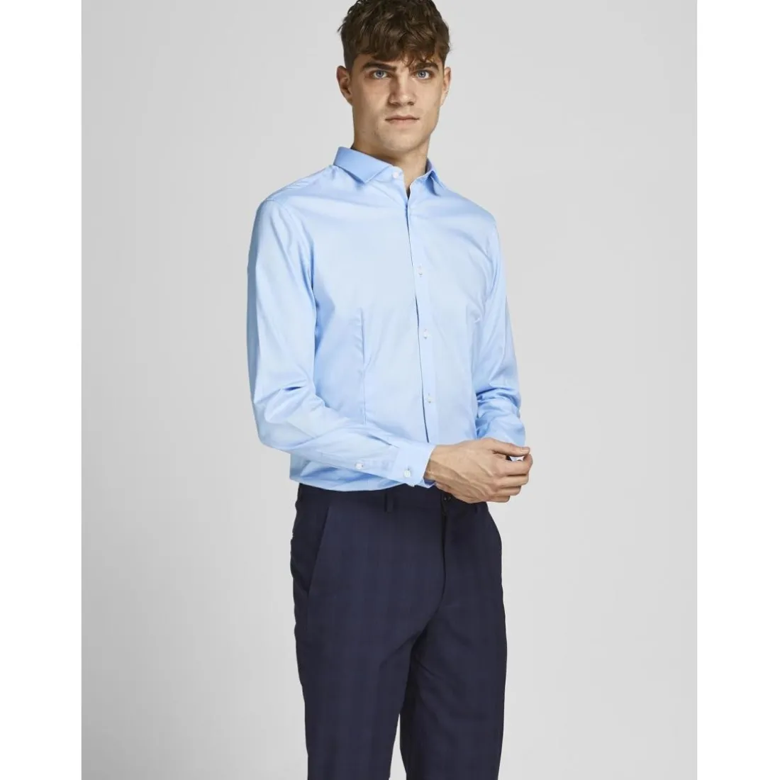 Chemise manches longues homme bleu ciel en coton