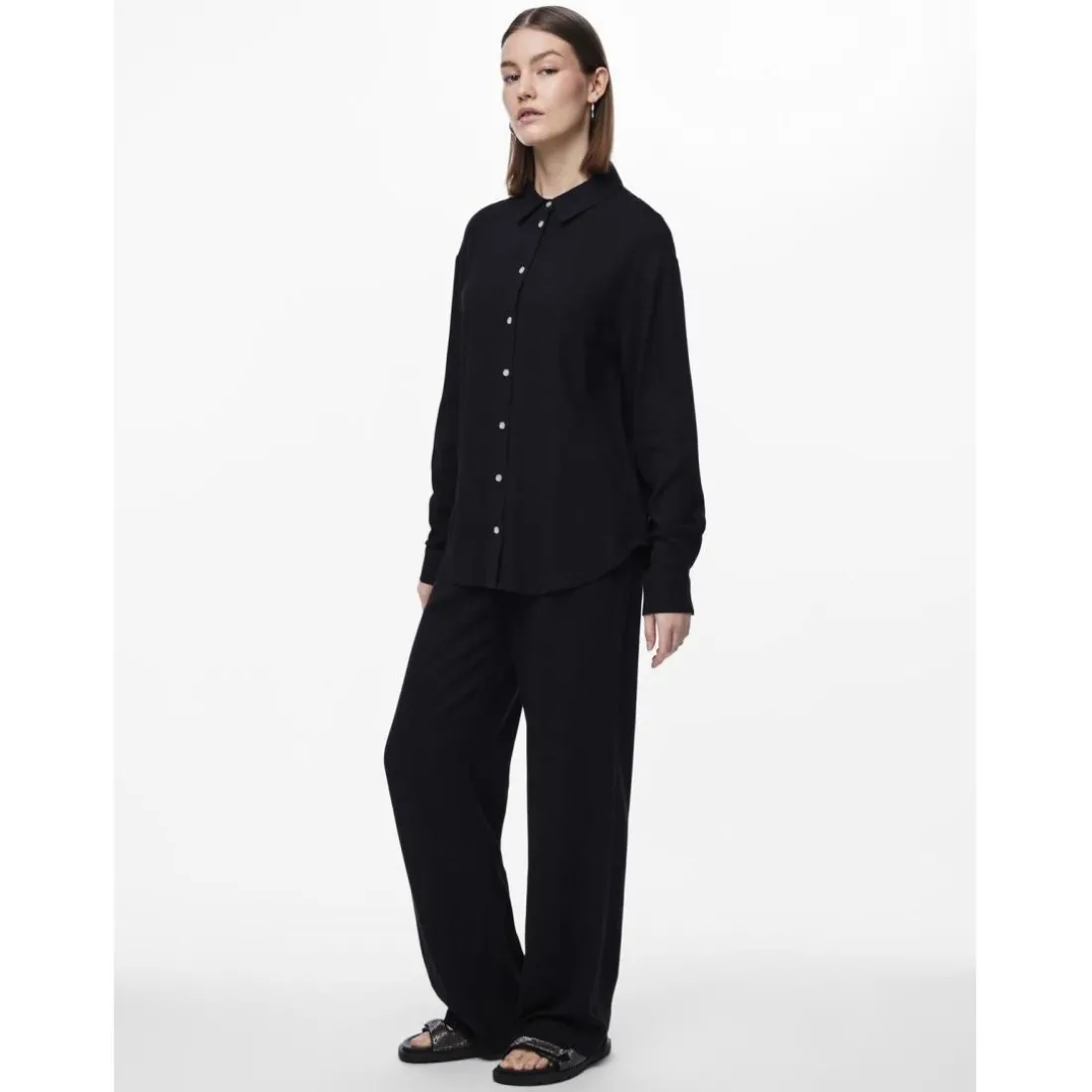 Chemise manches longues noir en viscose Vinsty Sara