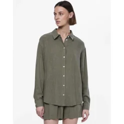 Chemise manches longues verte en viscose Vinsty Elise
