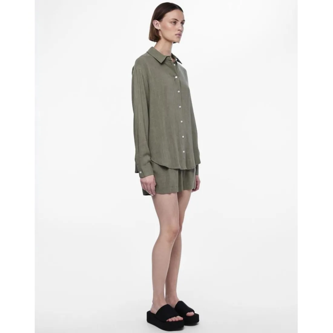 Chemise manches longues verte en viscose Vinsty Elise