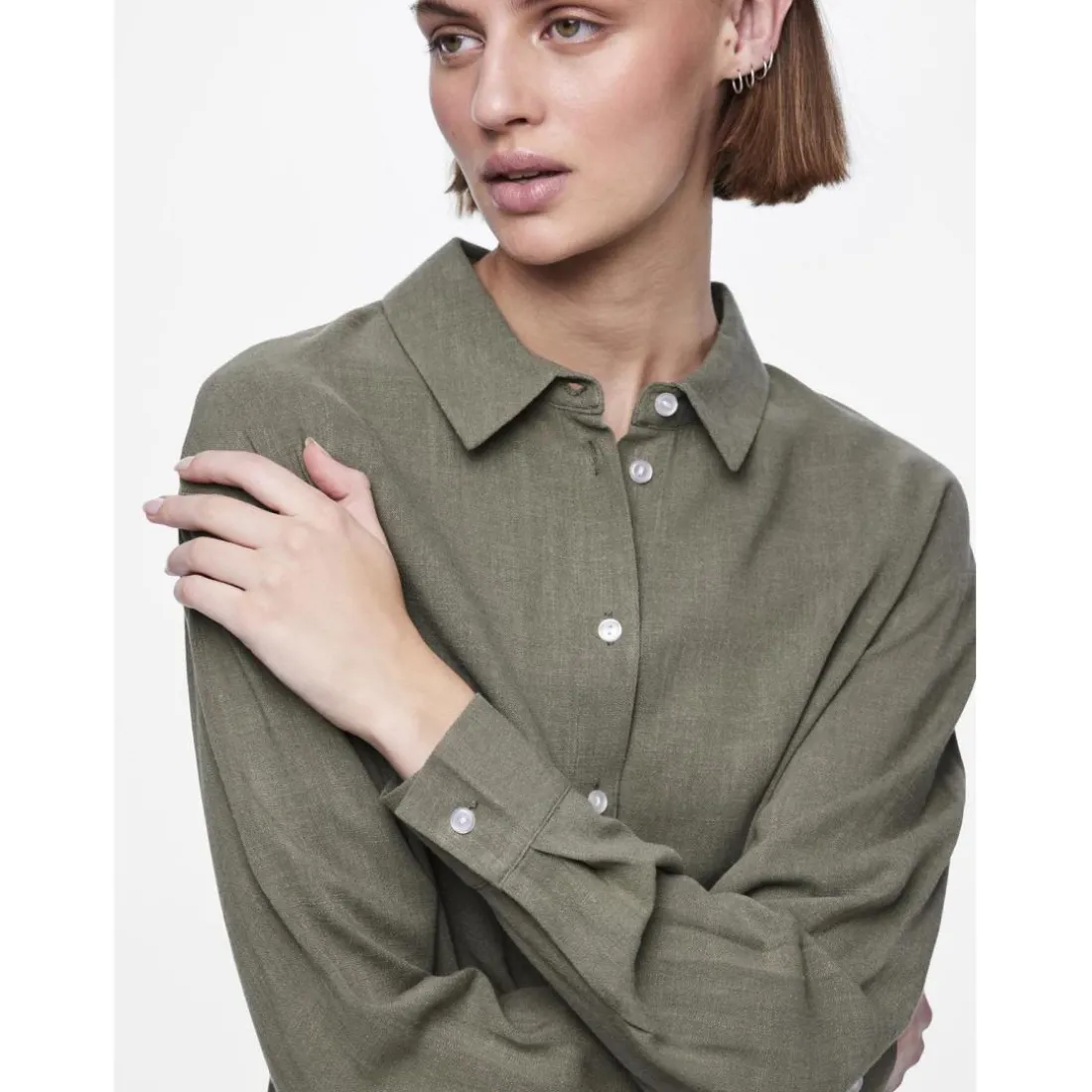 Chemise manches longues verte en viscose Vinsty Elise