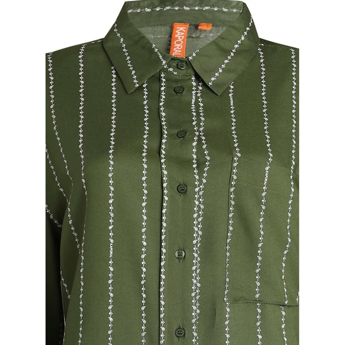 Chemise manches longues VERSO kaki en viscose