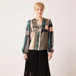 Chemise motifs asymétriques vert