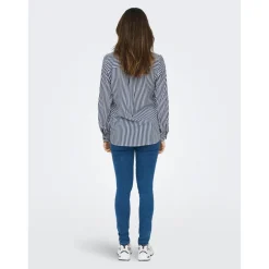 Chemise Rayures Col chemise Manches longues vert bleu en viscose