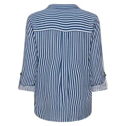 Chemise Rayures Col chemise Manches longues vert bleu en viscose