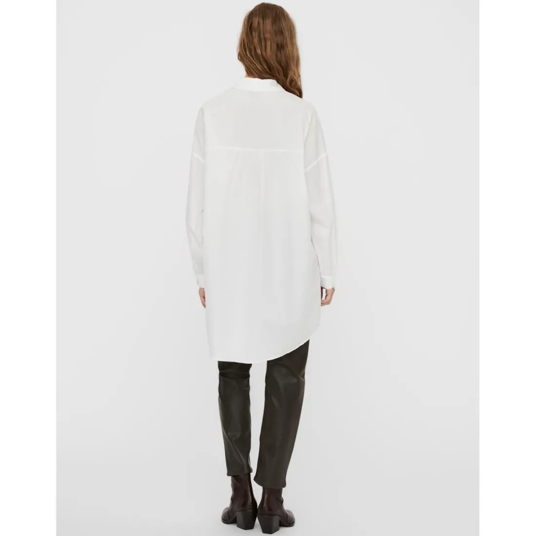 Chemise Regular Fit Col chemise Manches longues Extra long blanc en coton