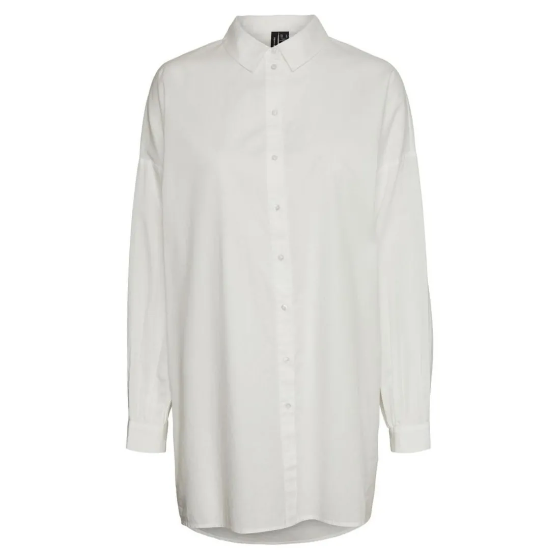 Chemise Regular Fit Col chemise Manches longues Extra long blanc en coton