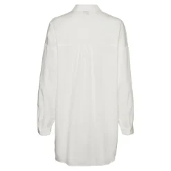 Chemise Regular Fit Col chemise Manches longues Extra long blanc en coton
