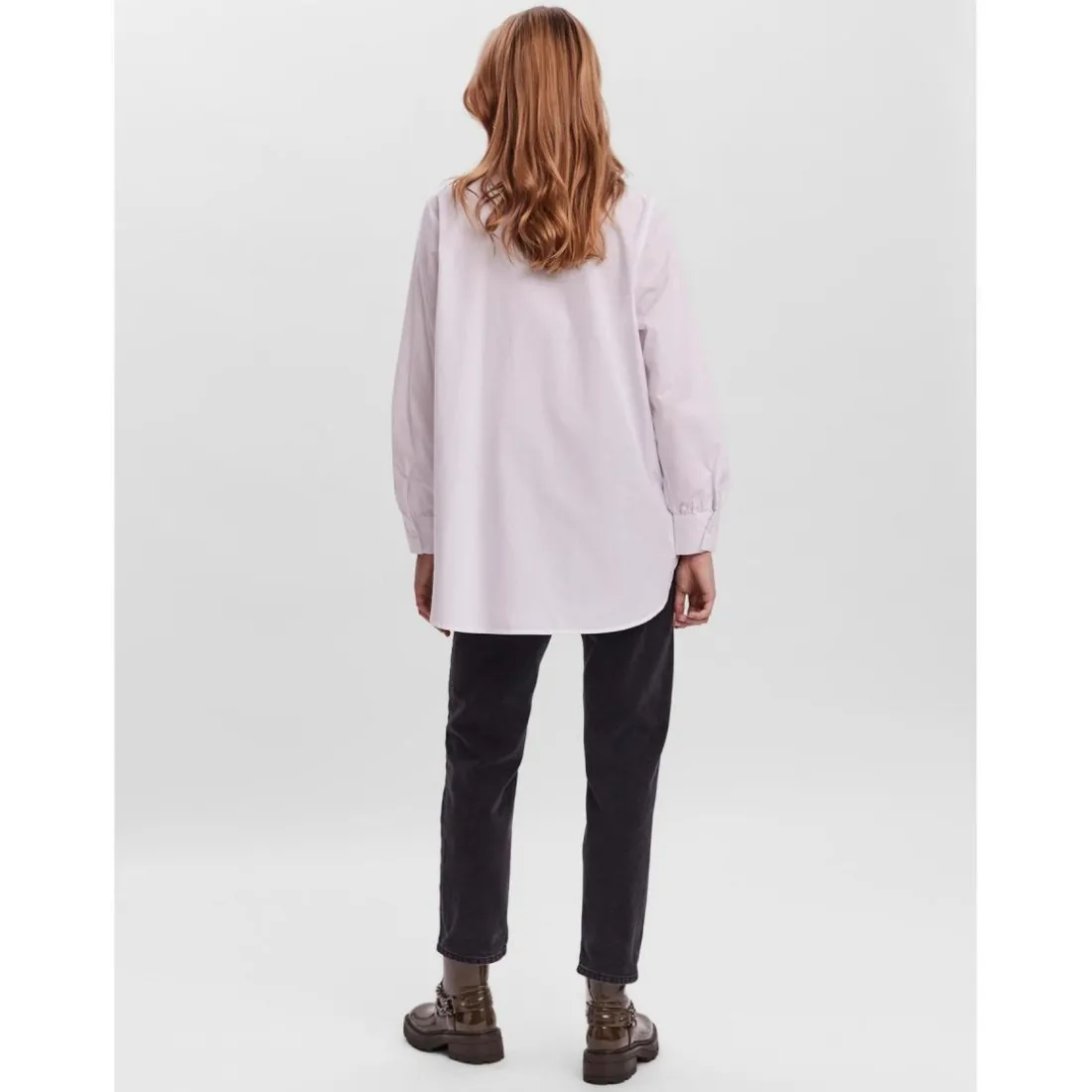 Chemise Regular Fit Col chemise Manches longues Oversize blanc