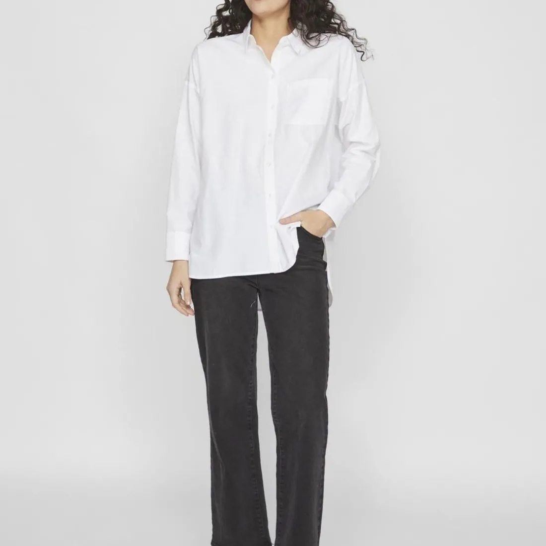 Chemise regular fit manches longues blanc Mina