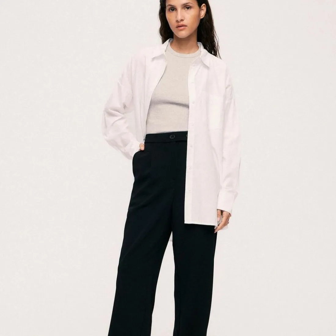 Chemise regular fit manches longues blanc Mina