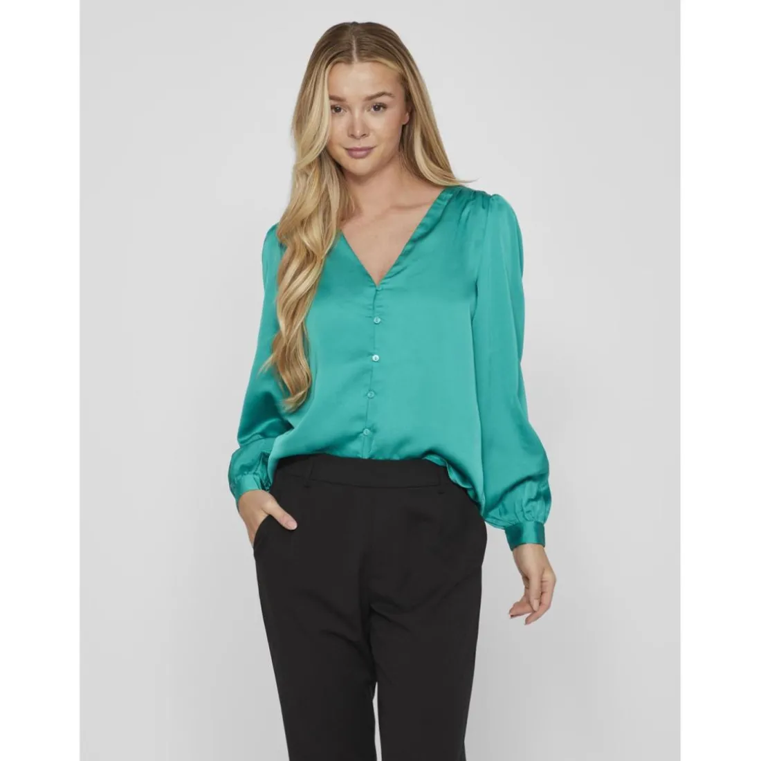 Chemise regular fit manches longues turquoise