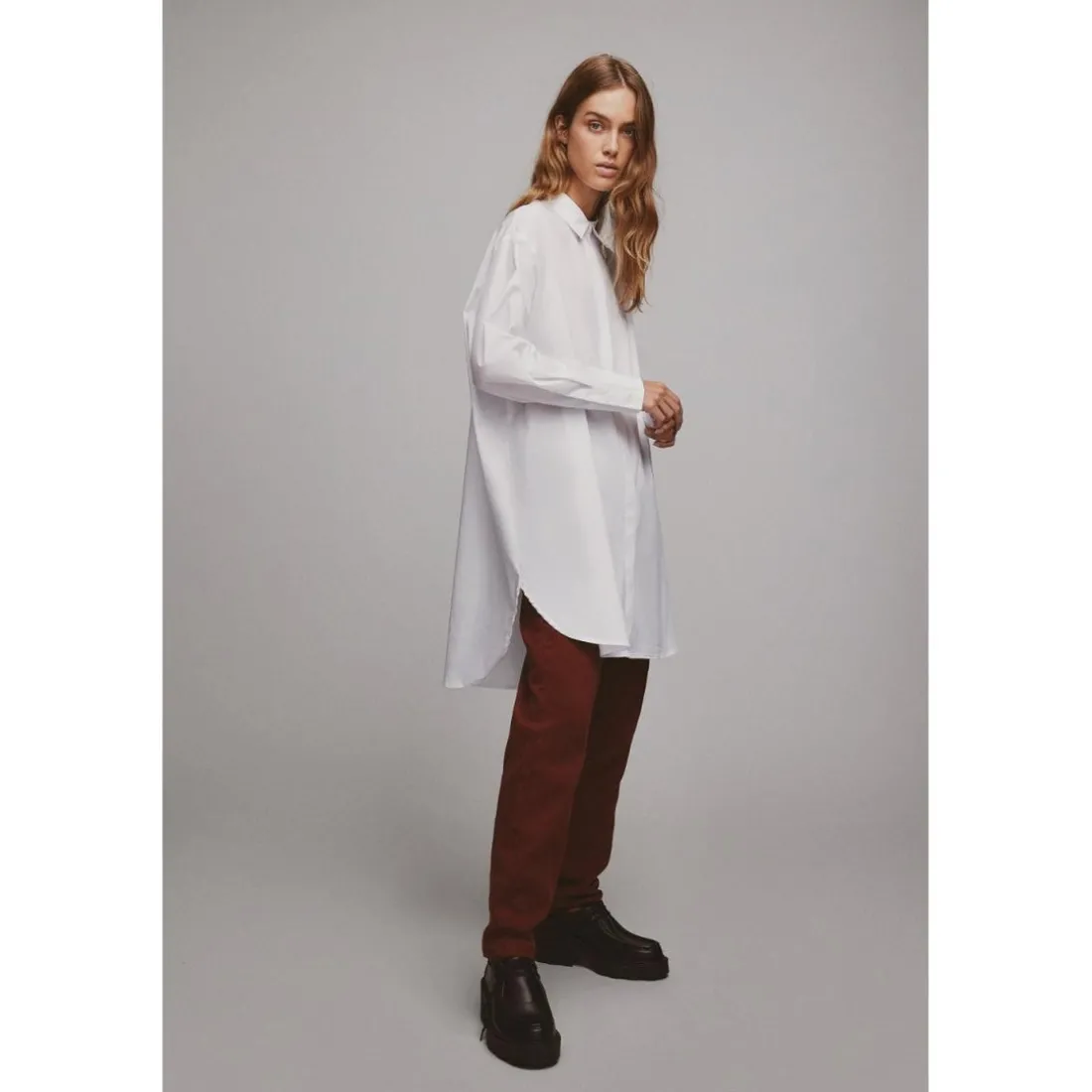 Chemise regular fit manches longues blanc en coton bio