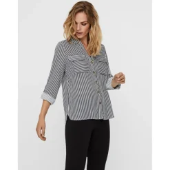 Chemise Regular Fit Rayures Col chemise Manches longues blanc