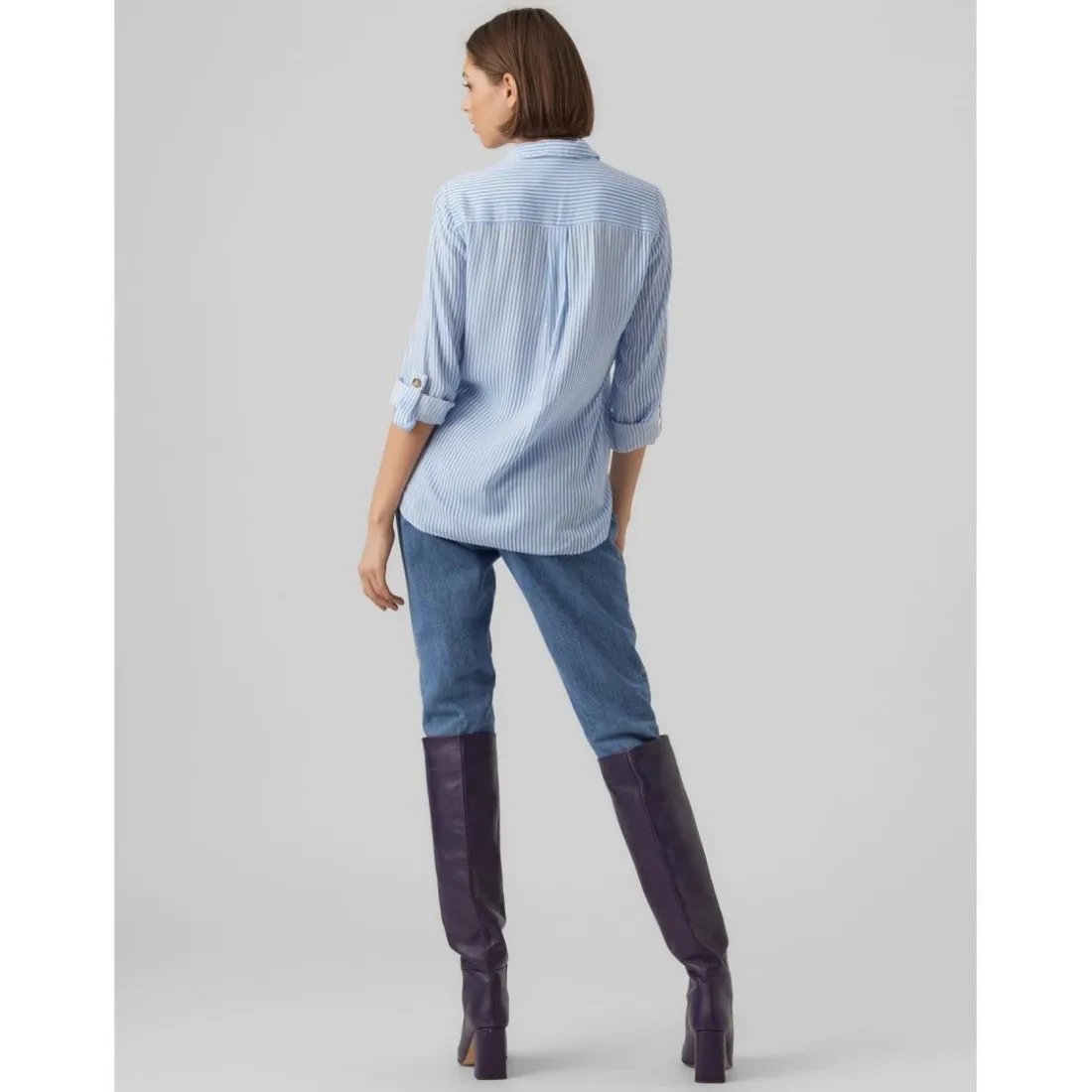 Chemise Regular Fit Rayures Col chemise Manches longues Longueur regular blanc en viscose Maëlys